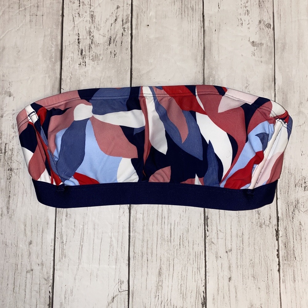Kona Sol Bikini Top Womens Small Red White Blue Bandeau Swim Target Strapless S‎